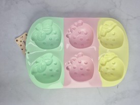 Molde silicona tricolor 6 frutillas grandes 